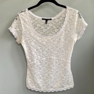 Victoria's Secret Lace Short Sleeve Top (Sz XS) Off White